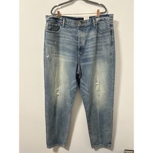 Lucky Brand High Rise Taper Drew Mom Distressed Blue Jeans MSRP $119 Size 20/35R